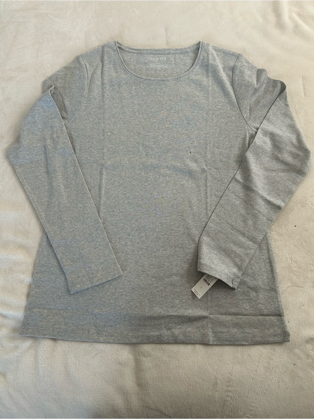 Talbots Light Gray Long Sleeve Crewneck Tee